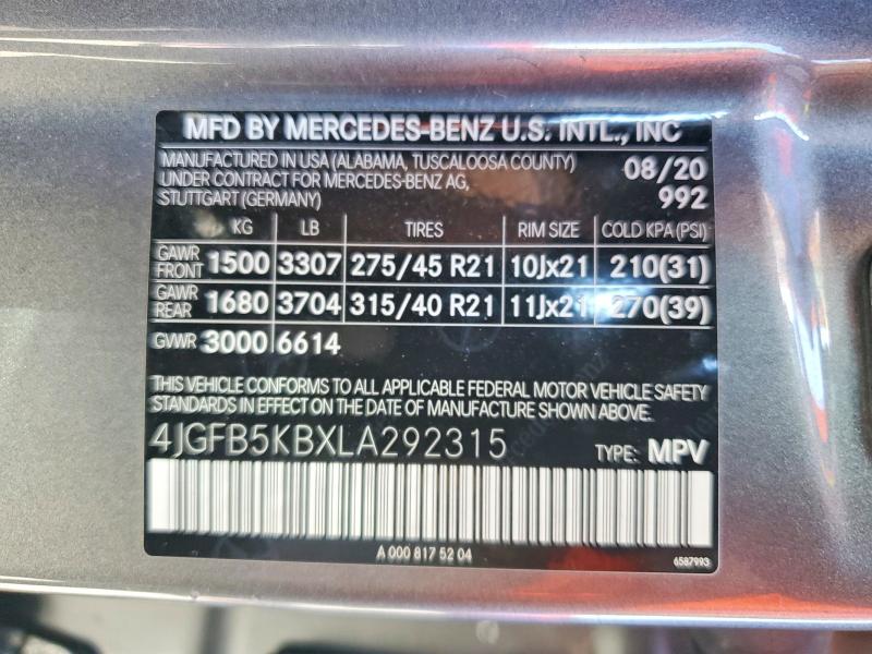 Aukcja sprzedaży 2020 Mercedes-benz Gle, vin: 4JGFB5KBXLA292315, numer aukcji: 61596966