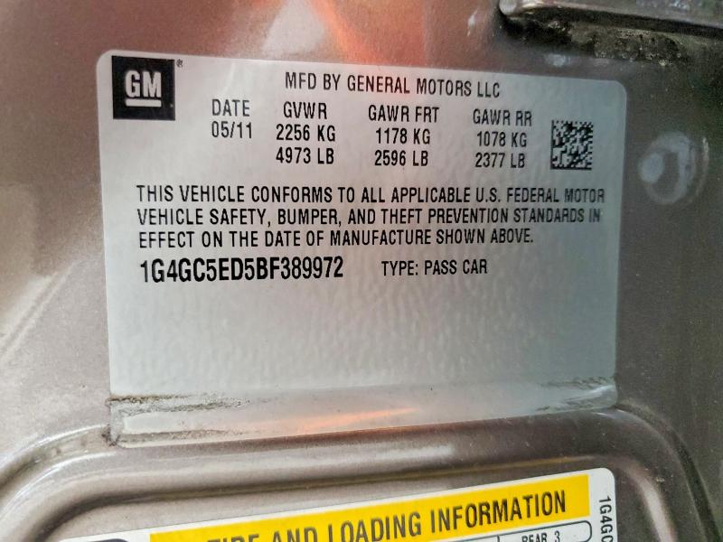 Aukcja sprzedaży 2011 Buick Lacrosse, vin: 1G4GC5ED5BF389972, numer aukcji: 62510516
