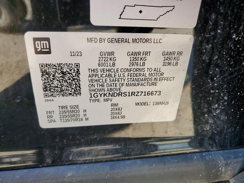 59331026 :رقم المزاد ، 1GYKNDRS1RZ716673 vin ، 2024 Cadillac Xt5 مزاد بيع