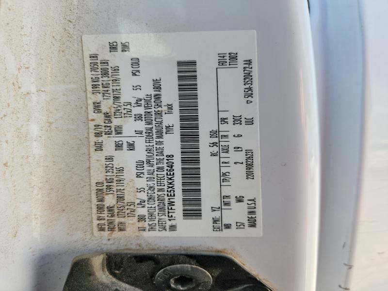 2019 Ford F150 მანქანა იყიდება აუქციონზე, vin: 1FTFW1E5XKKE64018, აუქციონის ნომერი: 61904986