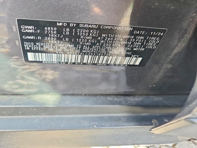 61697716 :رقم المزاد ، 4S4BTALC2S3180736 vin ، 2025 Subaru Outback مزاد بيع
