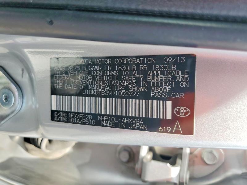 61552856 :رقم المزاد ، JTDKDTB39D1052927 vin ، 2013 Toyota Prius C مزاد بيع