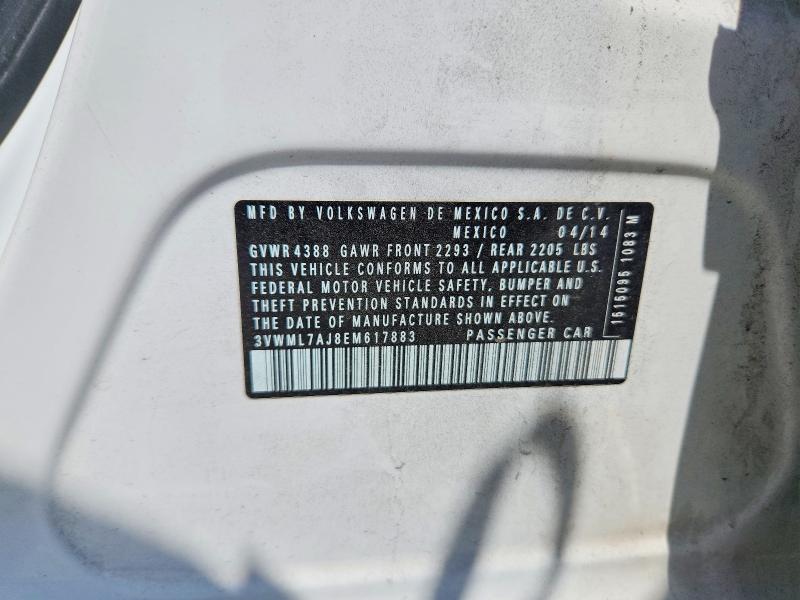 Aukcja sprzedaży 2014 Volkswagen Jetta, vin: 3VWML7AJ8EM617883, numer aukcji: 62227756