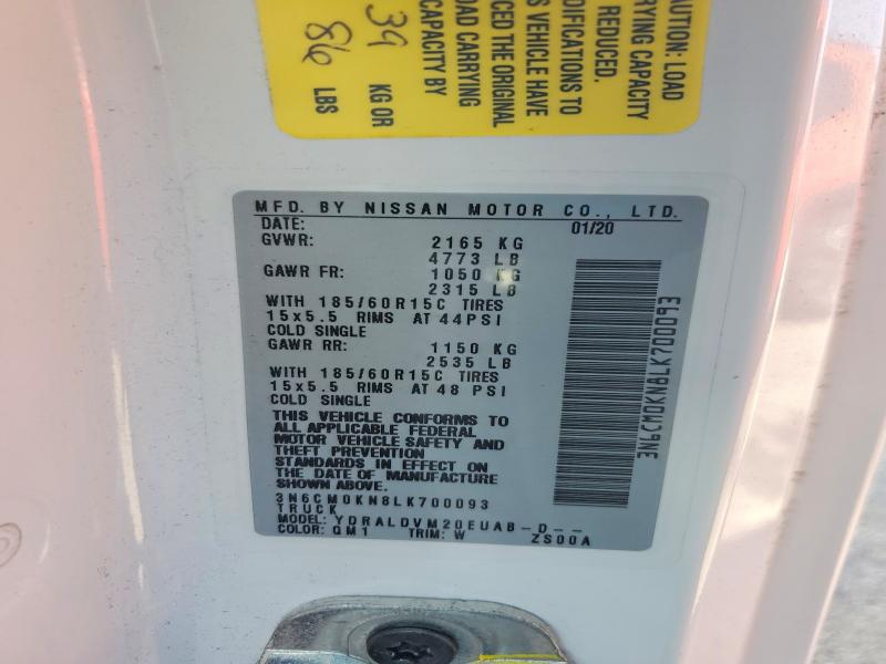 Aukcja sprzedaży 2020 Nissan Nv200, vin: 3N6CM0KN8LK700093, numer aukcji: 60706576