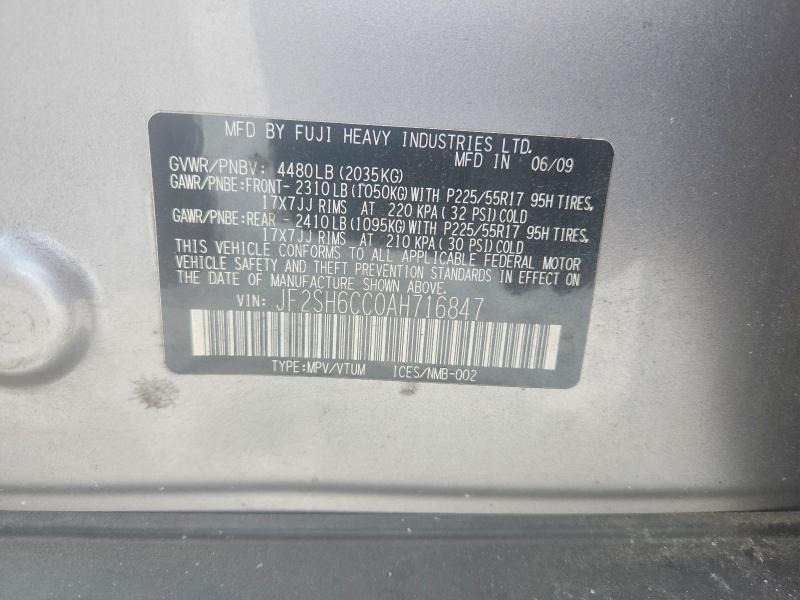61607936 :رقم المزاد ، JF2SH6CC0AH716847 vin ، 2010 Subaru Forester مزاد بيع