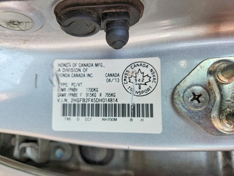 Продажа на аукционе авто 2013 Honda Civic, vin: 2HGFB2F45DH014814, номер лота: 61307976