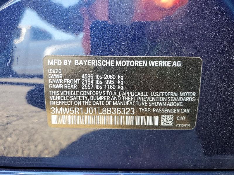 Продаж на аукціоні авто 2020 Bmw 330i, vin: 3MW5R1J01L8B36323, номер лоту: 59739626