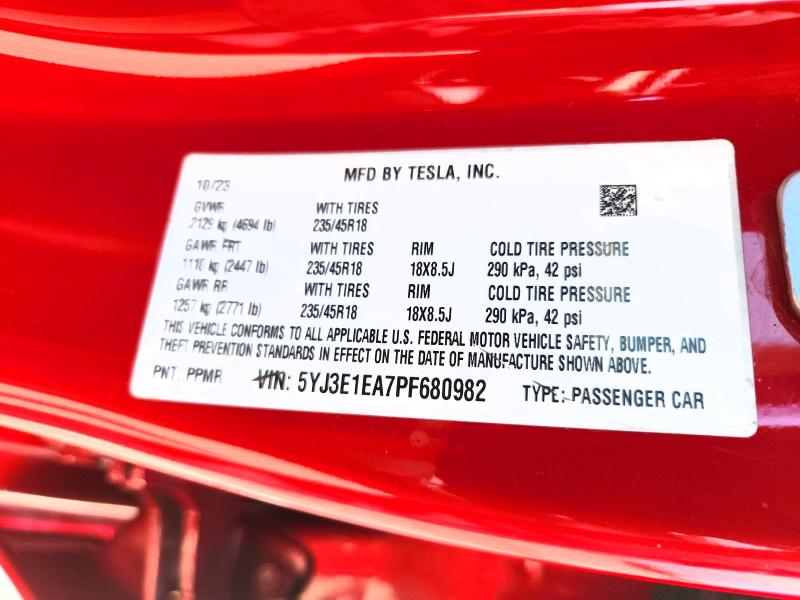 61902226 :رقم المزاد ، 5YJ3E1EA7PF680982 vin ، 2023 Tesla Model 3 مزاد بيع