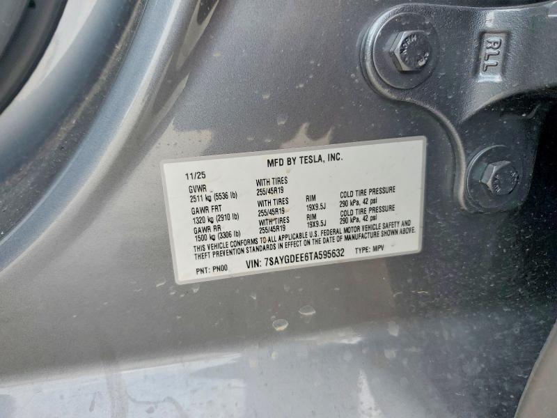 Aukcja sprzedaży 2026 Tesla Model Y, vin: 7SAYGDEE6TA595632, numer aukcji: 59684626