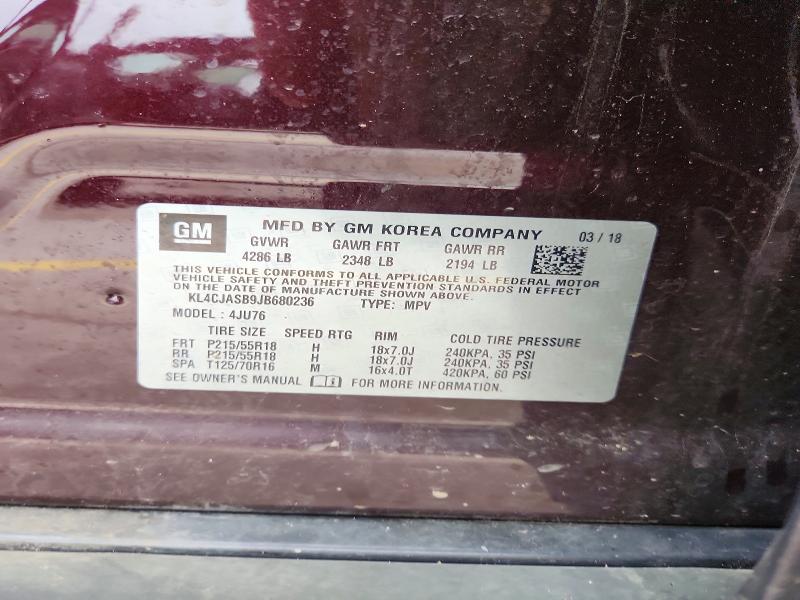 Продаж на аукціоні авто 2018 Buick Encore, vin: KL4CJASB9JB680236, номер лоту: 59857446