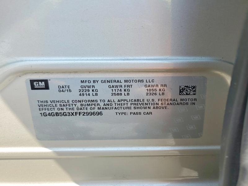 59332716 :رقم المزاد ، 1G4GB5G3XFF299696 vin ، 2015 Buick Lacrosse مزاد بيع