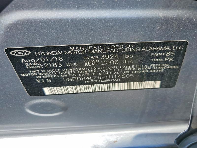 63163756 :رقم المزاد ، 5NPD84LF6HH114505 vin ، 2017 Hyundai Elantra مزاد بيع