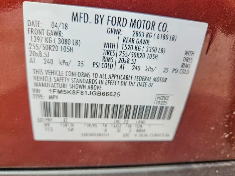 Продаж на аукціоні авто 2018 Ford Explorer, vin: 1FM5K8F81JGB66625, номер лоту: 59719806