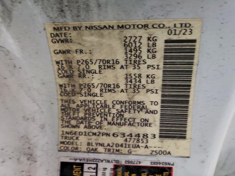 63240886 :رقم المزاد ، 1N6ED1CM2PN634483 vin ، 2023 Nissan Frontier مزاد بيع