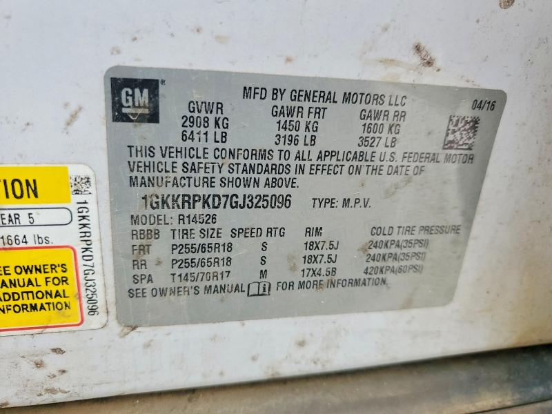2016 Gmc Acadia მანქანა იყიდება აუქციონზე, vin: 1GKKRPKD7GJ325096, აუქციონის ნომერი: 62330036
