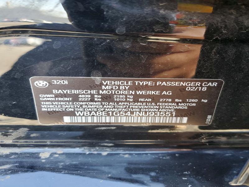 Aukcja sprzedaży 2018 Bmw 320, vin: WBA8E1G54JNU93551, numer aukcji: 62350766