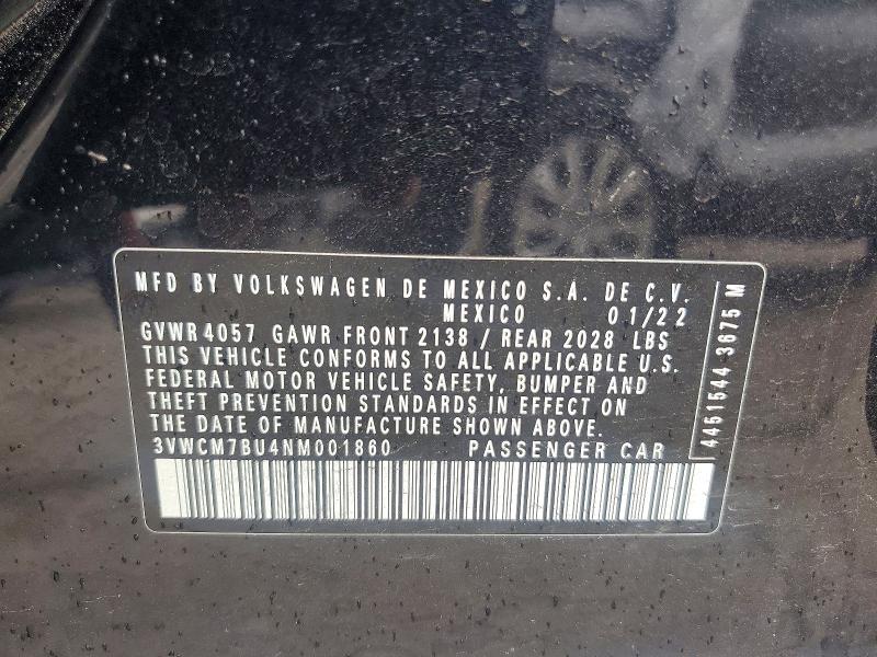 Продаж на аукціоні авто 2022 Volkswagen Jetta, vin: 3VWCM7BU4NM001860, номер лоту: 60027726