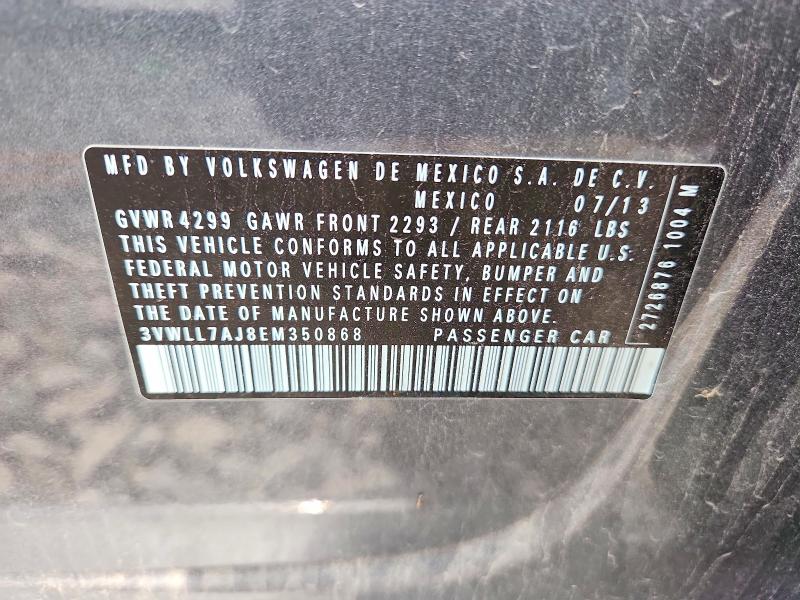 60400936 :رقم المزاد ، 3VWLL7AJ8EM350868 vin ، 2014 Volkswagen Jetta مزاد بيع