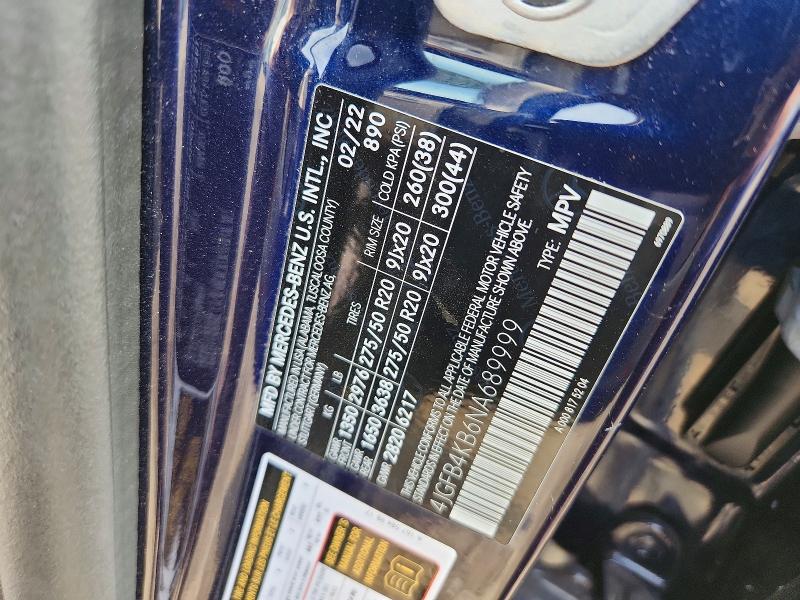 62516296 :رقم المزاد ، 4JGFB4KB6NA689999 vin ، 2022 Mercedes-benz Gle مزاد بيع