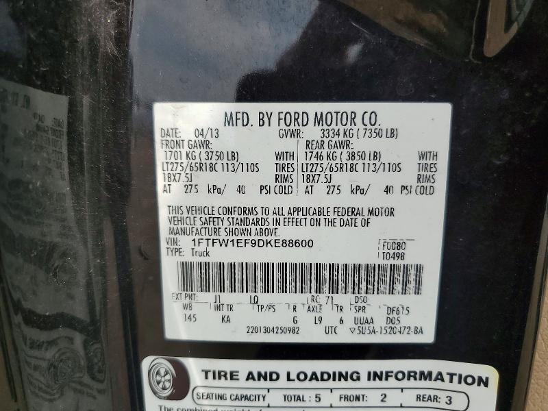 Продаж на аукціоні авто 2013 Ford F150, vin: 1FTFW1EF9DKE88600, номер лоту: 61478366
