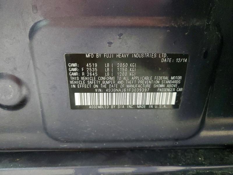 Продаж на аукціоні авто 2015 Subaru Legacy, vin: 4S3BNAJ61F3039397, номер лоту: 62885436