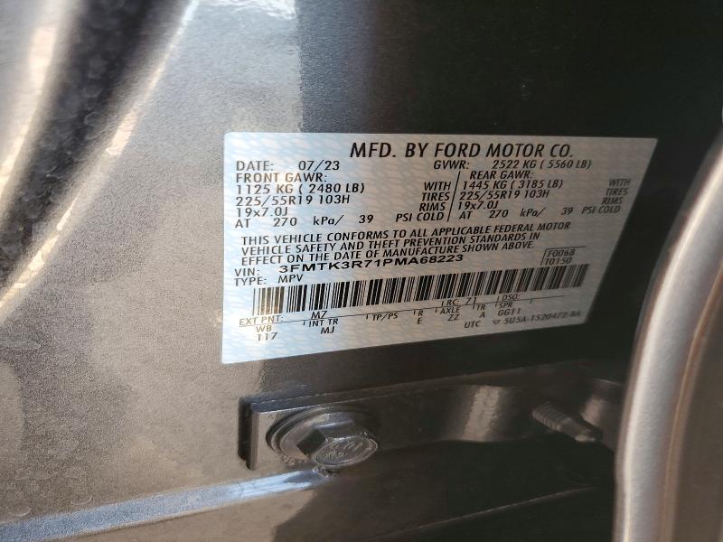Продажа на аукционе авто 2023 Ford Mustang Mach-e, vin: 3FMTK3R71PMA68223, номер лота: 61708046