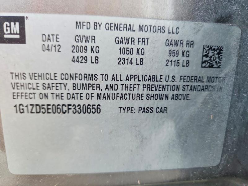 2012 Chevrolet Malibu მანქანა იყიდება აუქციონზე, vin: 1G1ZD5E06CF330656, აუქციონის ნომერი: 61431896