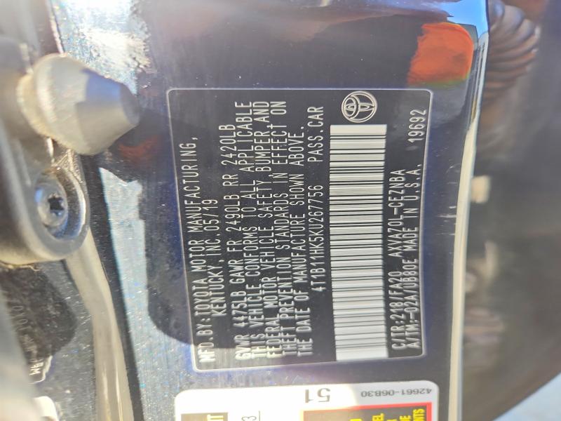 Aukcja sprzedaży 2019 Toyota Camry, vin: 4T1B11HK5KU267756, numer aukcji: 60146726