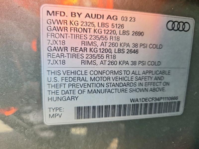 Aukcja sprzedaży 2023 Audi Q3, vin: WA1DECF34P1110666, numer aukcji: 62042746