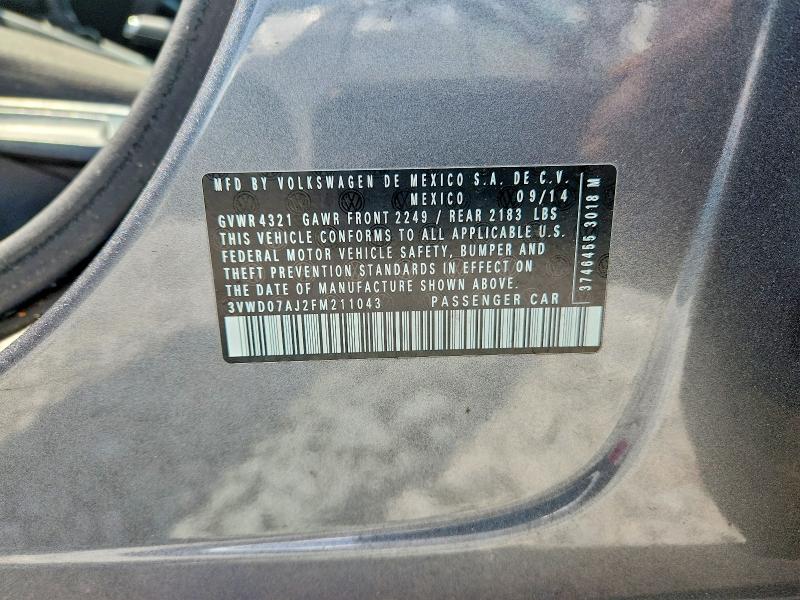 Aukcja sprzedaży 2015 Volkswagen Jetta, vin: 3VWD07AJ2FM211043, numer aukcji: 59065546