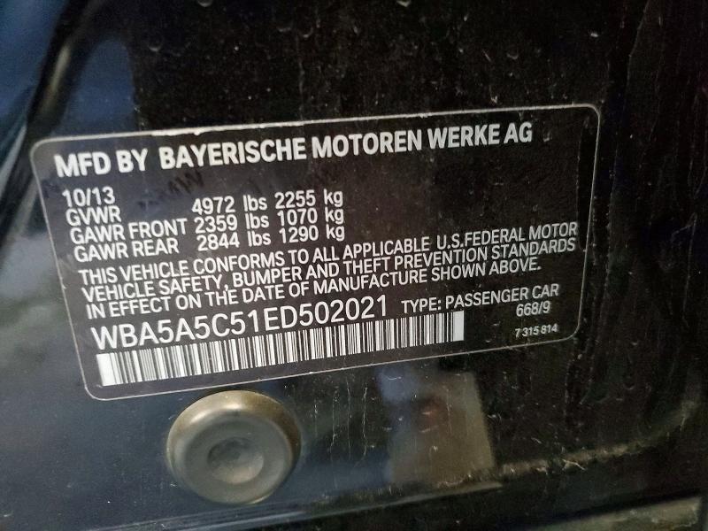 61049336 :رقم المزاد ، WBA5A5C51ED502021 vin ، 2014 Bmw 528 مزاد بيع