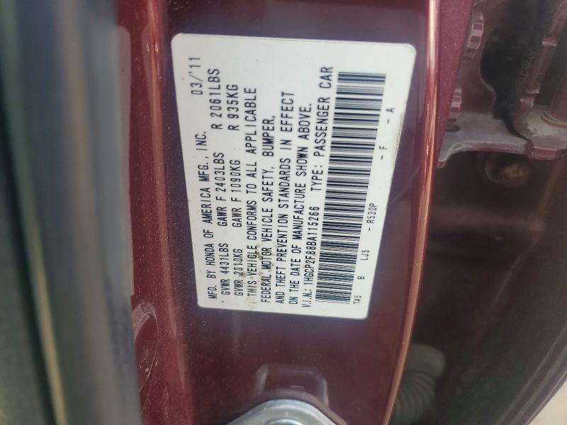 Продажа на аукционе авто 2011 Honda Accord, vin: 1HGCP2F88BA115266, номер лота: 61214326