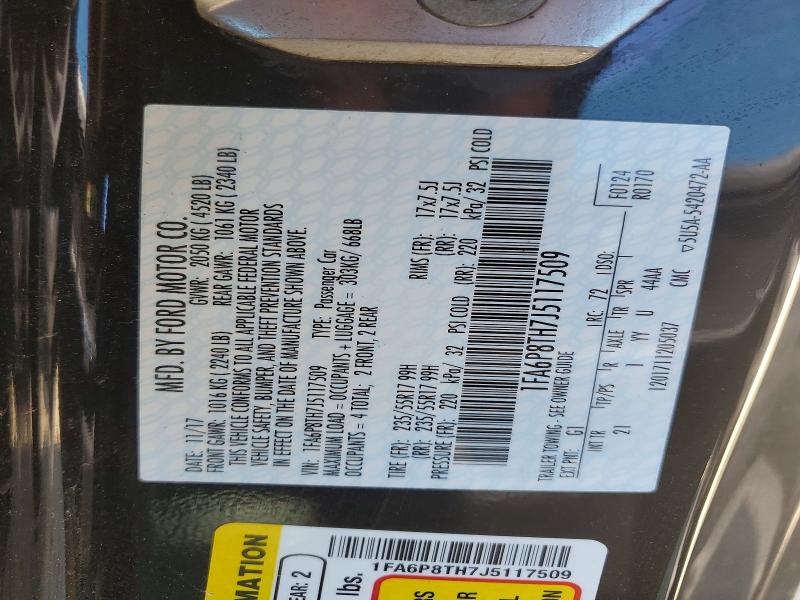 Продажа на аукционе авто 2018 Ford Mustang, vin: 1FA6P8TH7J5117509, номер лота: 60322576
