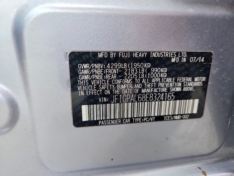 Aukcja sprzedaży 2014 Subaru Impreza, vin: JF1GPAL68E8324165, numer aukcji: 60434856