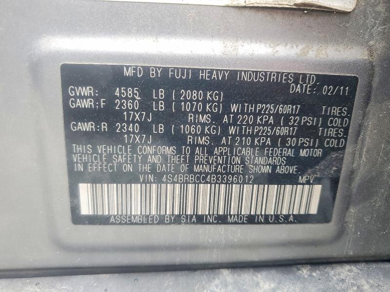 Aukcja sprzedaży 2011 Subaru Outback, vin: 4S4BRBCC4B3396012, numer aukcji: 61021896