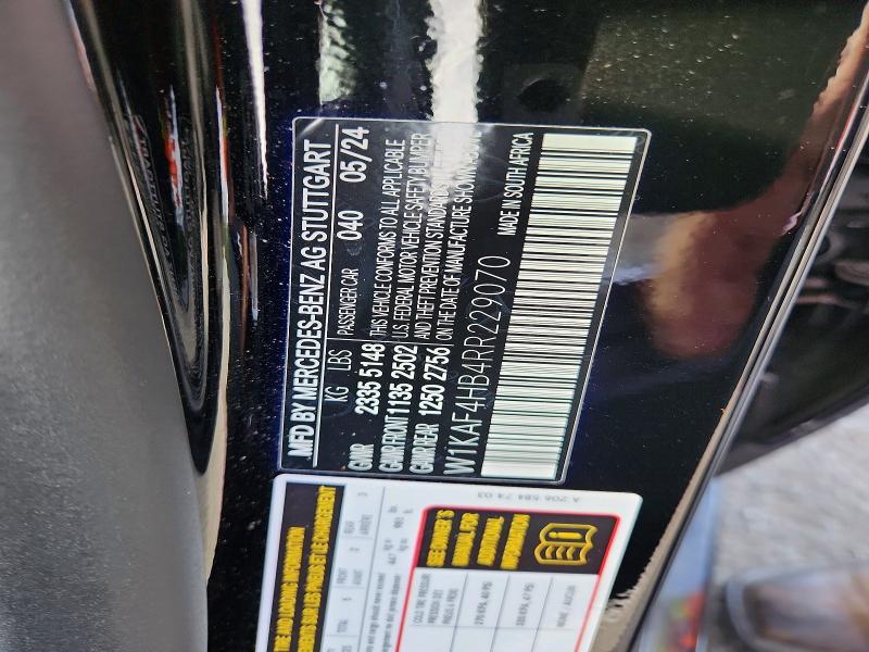 61518836 :رقم المزاد ، W1KAF4HB4RR229070 vin ، 2024 Mercedes-benz C مزاد بيع