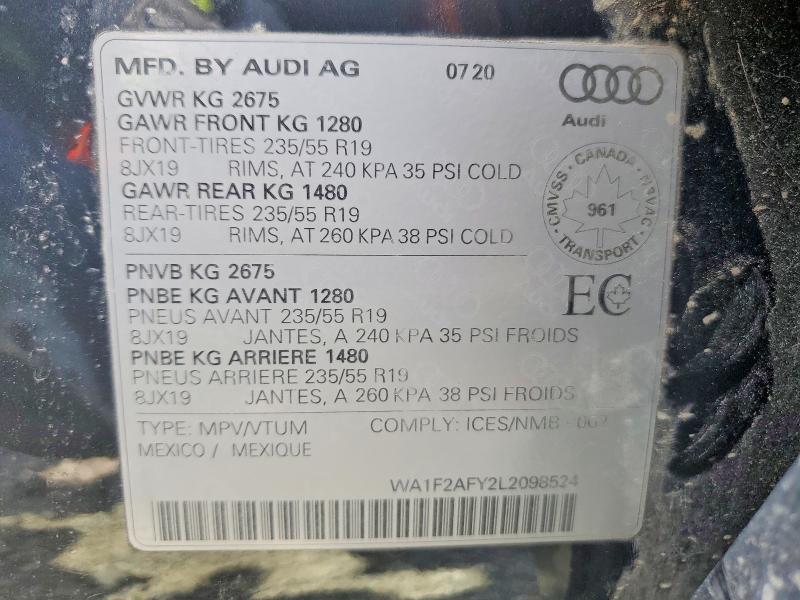 Продаж на аукціоні авто 2020 Audi Q5 E, vin: WA1F2AFY2L2098524, номер лоту: 60422706