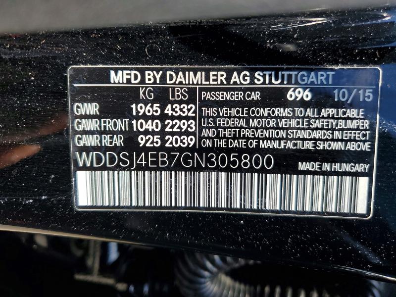 60302616 :رقم المزاد ، WDDSJ4EB7GN305800 vin ، 2016 Mercedes-benz Cla مزاد بيع
