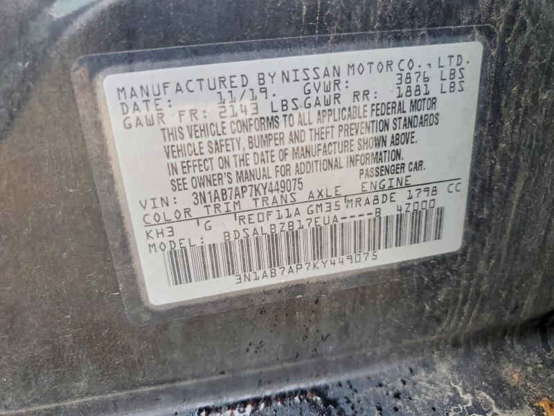Aukcja sprzedaży 2019 Nissan Sentra, vin: 3N1AB7AP7KY449075, numer aukcji: 61334276
