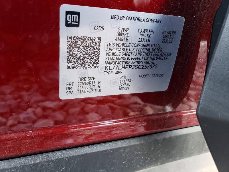 Aukcja sprzedaży 2025 Chevrolet Trax, vin: KL77LHEP3SC257372, numer aukcji: 63073036
