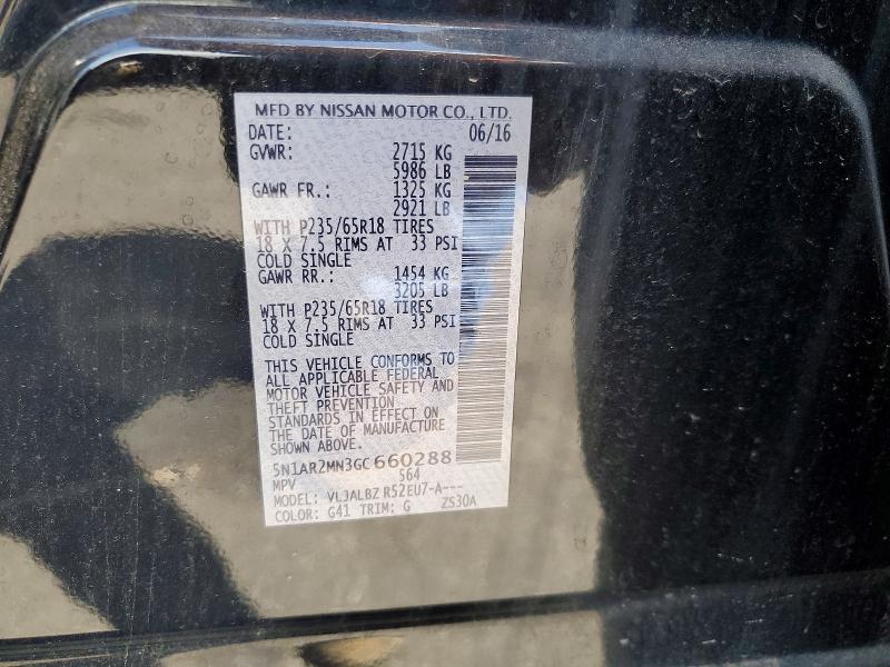 Продажа на аукционе авто 2016 Nissan Pathfinder, vin: 5N1AR2MN3GC660288, номер лота: 60191036