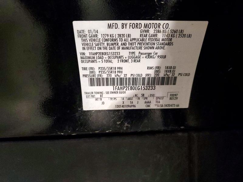 Продажа на аукционе авто 2014 Ford Taurus, vin: 1FAHP2E80EG153233, номер лота: 62682256