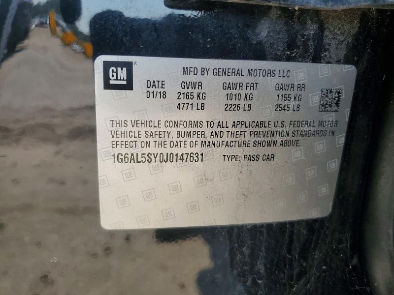 2018 Cadillac Ats-v მანქანა იყიდება აუქციონზე, vin: 1G6AL5SY0J0147631, აუქციონის ნომერი: 62916406
