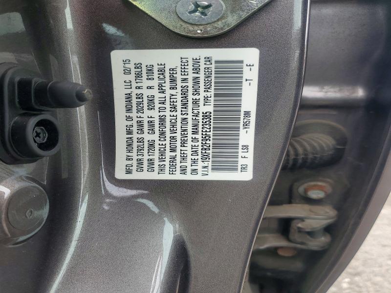2015 Honda Civic მანქანა იყიდება აუქციონზე, vin: 19XFB2F95FE235385, აუქციონის ნომერი: 63030236