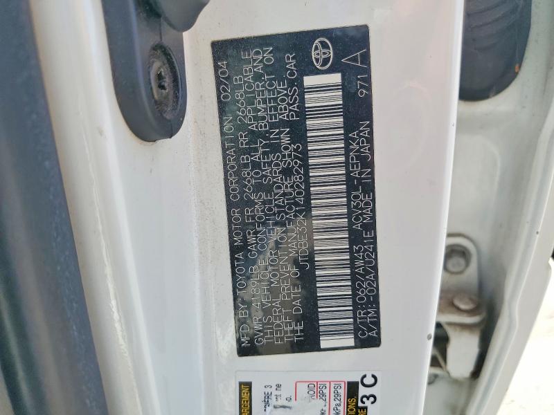 Aukcja sprzedaży 2004 Toyota Camry, vin: JTDBE32K140282973, numer aukcji: 60193836