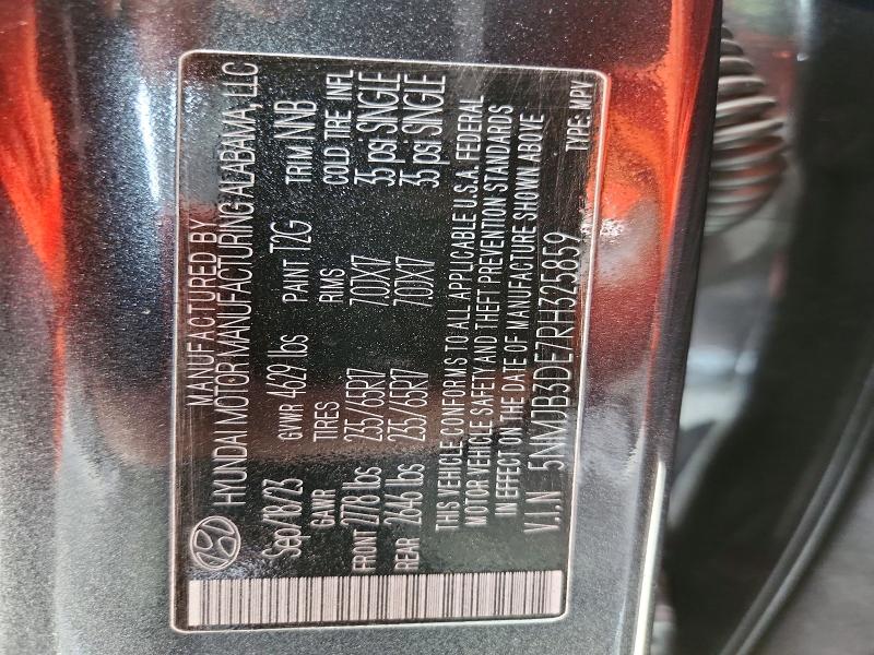 62498736 :رقم المزاد ، 5NMJB3DE7RH325859 vin ، 2024 Hyundai Tucson مزاد بيع