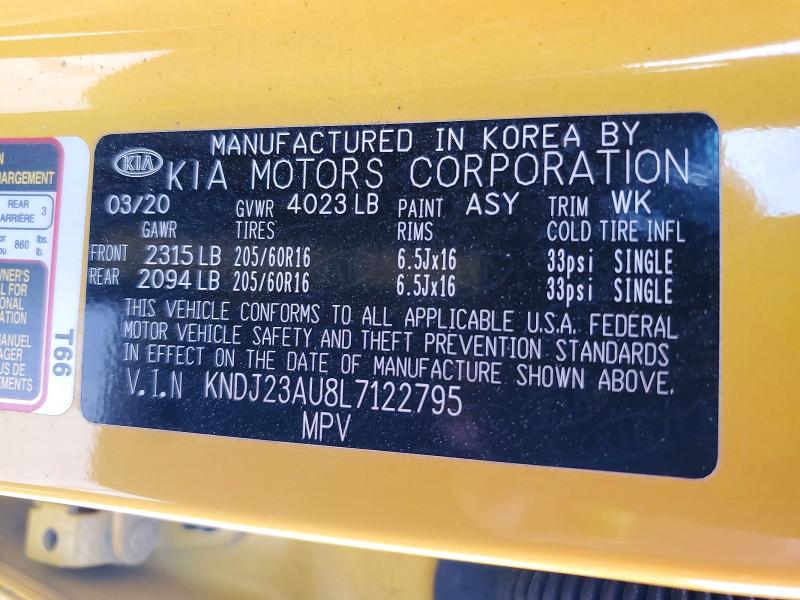 61785516 :رقم المزاد ، KNDJ23AU8L7122795 vin ، 2020 Kia Soul مزاد بيع