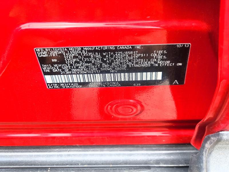 61474246 :رقم المزاد ، 2T3RFREV3DW102117 vin ، 2013 Toyota Rav4 مزاد بيع