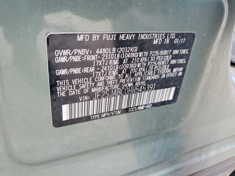 Aukcja sprzedaży 2017 Subaru Forester, vin: JF2SJABC0HH545391, numer aukcji: 62076726