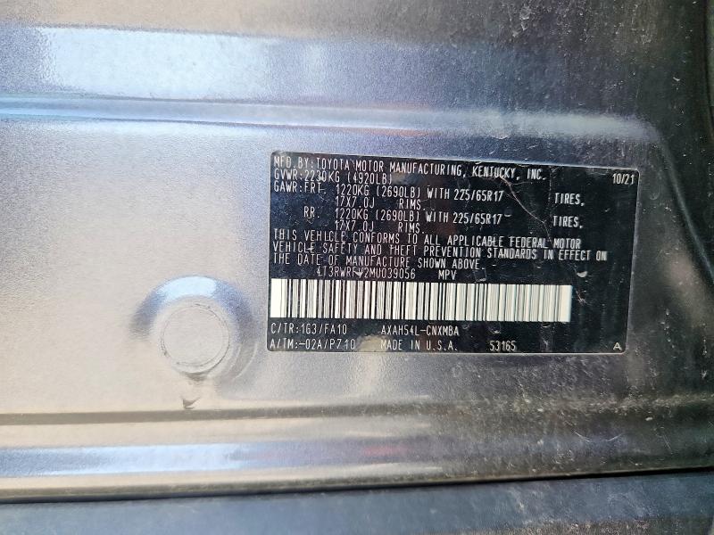 Aukcja sprzedaży 2021 Toyota Rav4, vin: 4T3RWRFV2MU039056, numer aukcji: 62990046
